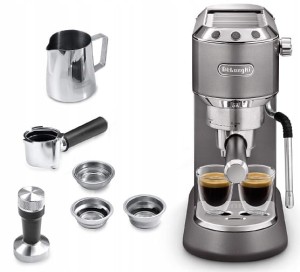 Ciśnieniowy Ekspres kolbowy do kawy spieniacz SLIM DeLonghi EC885.GY (Outlet)