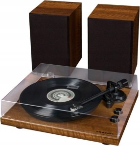 Gramofon retro z głośnikami Bluetooth AUX RCA 2 x 10 W Crosley C62B-WA (Outlet)