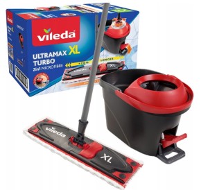 Mop Obrotowy Vileda z wiadrem Płaski Ultramax Turbo XL duży 42CM + GRATIS