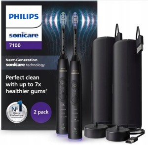 Zestaw szczoteczek sonicznych czarne + etui Philips Sonicare 7100 HX7429/03