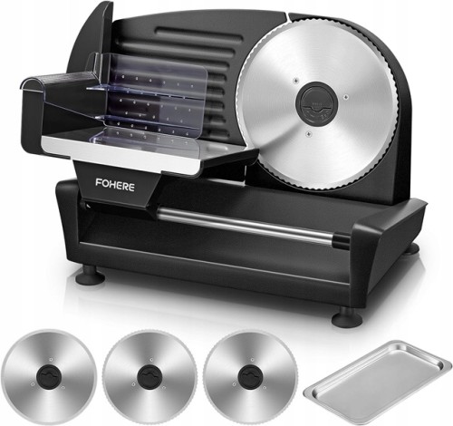 Krajalnica Domowa 250W Regulowana Grubość 3 Ostrza Stal FOHERE SL-5191M23D