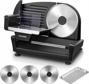 Krajalnica Domowa 250W Regulowana Grubość 3 Ostrza Stal FOHERE SL-5191M23D (1)