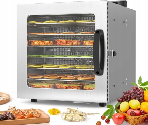 Suszarka do żywności stal nierdzewna 8 poziomów 30–90°C timer LENCONCHEF